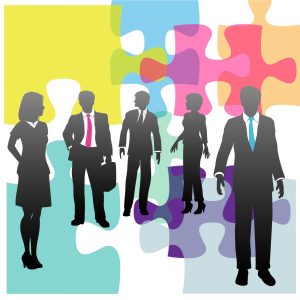 puzzles pieces business people - workplace services